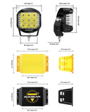 V-MAX Series | 5 Inch 168W 16440LM Spot Beam Side Shooter LED Round Pod Lights with Amber DRL