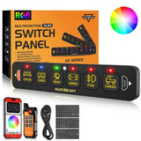 AS Series 6 Gang (AS-600) RGB Slim Switch Panel with APP&Remote Control, Toggle/ Momentary/ Pulsed Mode Supported(One-Sided Outlet)