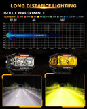 V-MAX Series | 4 Inch 72W 6960LM Spot Beam Side Shooter LED Rectangular Pod Lights with Amber DRL