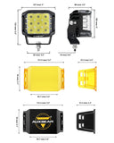 V-MAX Series | 5 Inch 168W 16440LM Spot Beam Side Shooter LED Square Pod Lights with Amber DRL