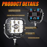 5 Inch 110W White/Amber LED Driving Lights Pods Light with A-Pillar Mounting Bracket For Ford Bronco 2/4 Door 2021 2022