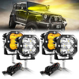 3 Inch 80W 9600LM LED Pods Lights White&Amber for JEEP