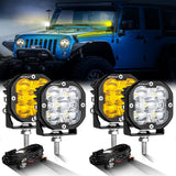 3 Inch 80W 9600LM LED Pods Lights White&Amber for JEEP