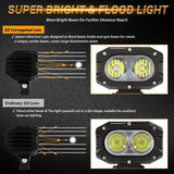 R4 Series | 4 Inch 60W Corrugated Lens 120° Wide Beam LED Pods Lights