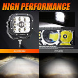 6Pcs 5 Inch 110W White/Amber LED Pods Lights with Power Harness