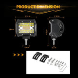 4 Inch 6 Modes White&Amber LED Working Light LED Pods with Dual A-Pillar Mounting Bracket For Ford Bronco 2/4 Door 2021 2022