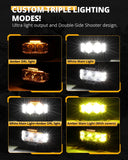 V-MAX Series | 4 Inch 72W 6960LM Spot Beam Side Shooter LED Rectangular Pod Lights with Amber DRL