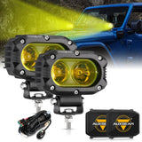 R4 Series | 4 Inch 60W LED Pods Light Flood Beam Amber Light