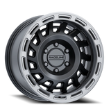 Aluminum Wheels 17x9 Halo 957BS Satin Black Silver Ring Raceline Wheels