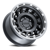 Aluminum Wheels 18x9 Halo 957BS Satin Black Silver Ring Raceline Wheels
