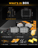 V-MAX Series 4/5/7 Inch Spot Beam Side Shooter LED Pod Lights with Amber DRL