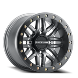 Aluminum Wheels 15x7 Ryno Beadlock UTV A91G Matte Dark Gunmetal Grey Raceline Wheels