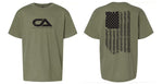 CA Tech USA Olive Green Flag Tire Tracks T-Shirt