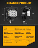 V-MAX Series 4/5/7 Inch Spot Beam Side Shooter LED Pod Lights with Amber DRL