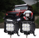 4 inch Classic-SM Series Dual Row LED PODS White Flood Beam with Wiring Harness for SUV ATV UTV Trucks Pickup Boat