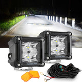 3" 40W LED Pods Light Spot/Flood Multicolor frame with wiring harness for JEEP