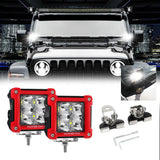 3 Inch 40W Spot/Flood Beam LED Pods Light + Universal LED Working Lights Mounting Brackets