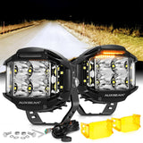 V-MAX Series 4/5/7 Inch Spot Beam Side Shooter LED Pod Lights with Amber DRL