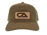 CA Tech USA Logo Snapback Hat - Leather Patch / Dark Tan