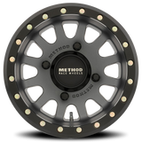 Aluminum Wheels 15x6 MR401 Beadlock UTV Titanium GY Matte Black Ring Method