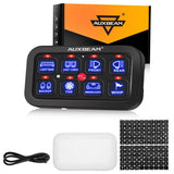 Single Series 8 Gang(BA80) LED Switch Panel Kit Automatic Dimmable Universal(One-Sided Outlet) Blue