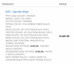 PRP GT3 Pair of custom seats Can Am X3 for CE