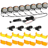 V-MAX Series | 5 Inch 168W 16440LM Spot Beam Side Shooter LED Round Pod Lights with Amber DRL