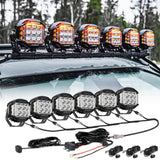 V-MAX Series | 5 Inch 168W 16440LM Spot Beam Side Shooter LED Round Pod Lights with Amber DRL