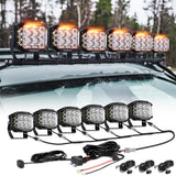 V-MAX Series | 5 Inch 168W 16440LM Spot Beam Side Shooter LED Square Pod Lights with Amber DRL