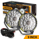 (2pcs/set) 9 INCH 270W 37776LM 360-PRO Series Custom Lens Offroad LED Driving Lights+Amber/Black Covers(Optional) for JEEP WRANGLER JL JK TJ
