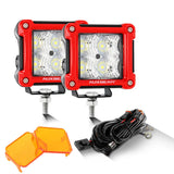 3" 40W LED Pods Light Spot/Flood Multicolor frame with wiring harness for JEEP