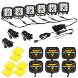 6Pcs 5 Inch 110W White/Amber LED Pods Lights with Power Harness
