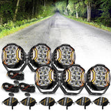 V-ULTRA Series  3/5/7/9 Inch LED Side Shooter Amber/White Pod Lights with Amber DRL