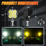 3 Inch 80W 9600LM LED Pods Lights White&Yellow with Dual A-Pillar Mounting Bracket For Ford Bronco 2/4 Door 2021 2022