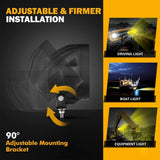 4 Inch 90W Round Yellow Spot LED Driving Lights with Dual A-Pillar Mounting Bracket For Ford Bronco 2/4 Door 2021 2022