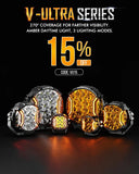 V-ULTRA Series  3/5/7/9 Inch LED Side Shooter Amber/White Pod Lights with Amber DRL
