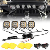 Color Play Series 3 Inch 100W Spot LED Pod Lights Off Road Lights with White DRL & Amber Turn Signal Lights