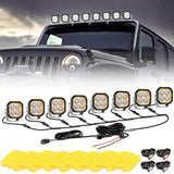 Color Play Series 3 Inch 100W Flood LED Pod Lights Off Road Lights with White DRL & Amber Turn Signal Lights