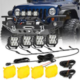 CUBE-Z Series 4 Inch Flood LED Pod Lights Off Road Lights with White DRL & Amber Turn Signal Lights