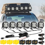 CUBE-Z Series 4 Inch Flood LED Pod Lights Off Road Lights with White DRL & Amber Turn Signal Lights