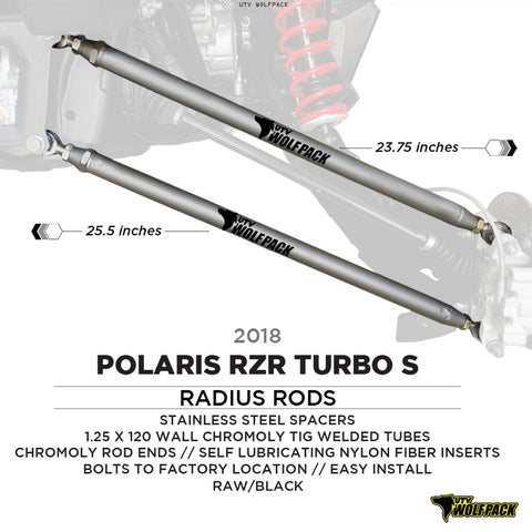 UTV Wolfpack (2018-20)Polaris RZR XP Turbo S Radius Rods Chromoly Heavy Duty